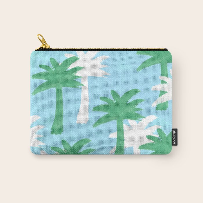 Palm Tree Tropical Pattern - Blue Green Carry All Pouch Gallery Image 1