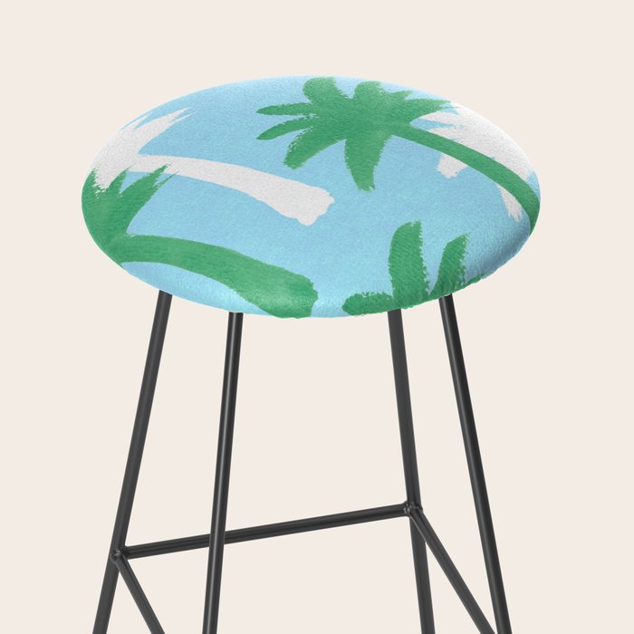 Palm Tree Tropical Pattern - Blue Green Stool Gallery Image 2