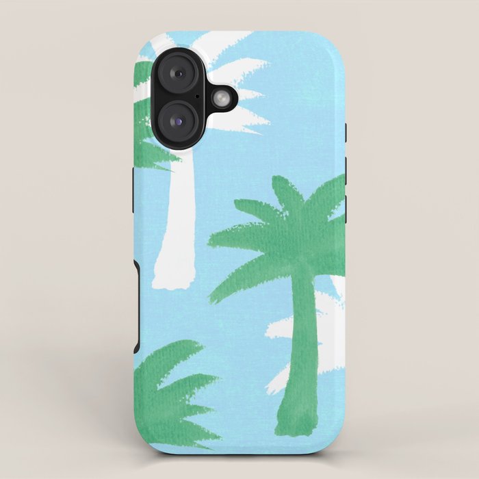 Palm Tree Tropical Pattern - Blue Green iPhone Case Gallery Image 1