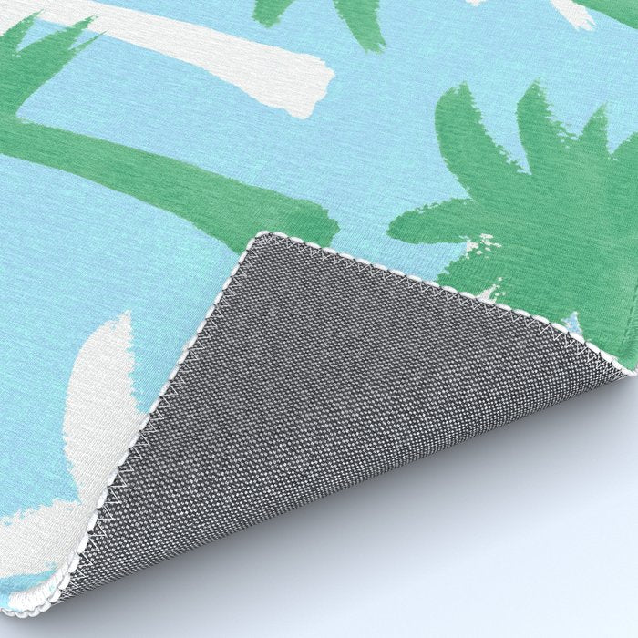 Palm Tree Tropical Pattern - Blue Green Rug Gallery Image 4