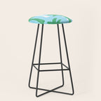 Palm Tree Tropical Pattern - Blue Green Stool Gallery Image 1