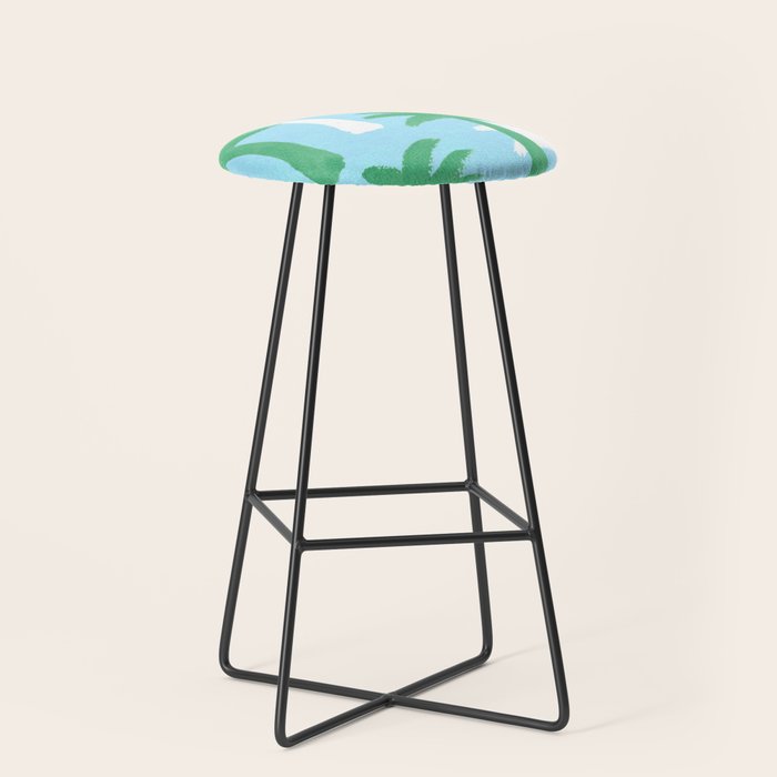 Palm Tree Tropical Pattern - Blue Green Stool Gallery Image 1