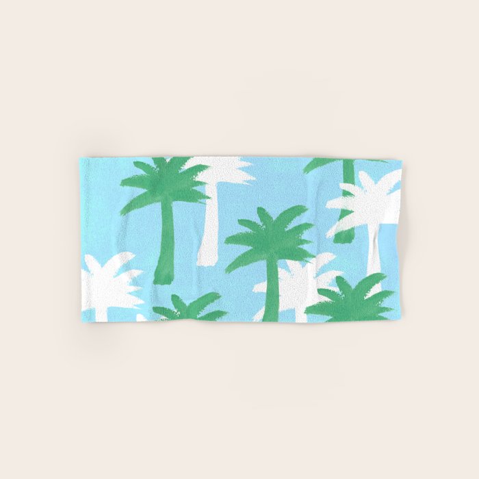 Palm Tree Tropical Pattern - Blue Green Bath Towel Gallery Image 1