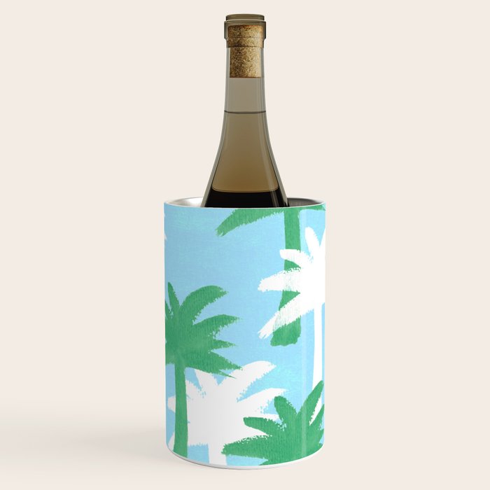 Palm Tree Tropical Pattern - Blue Green Wine Chiller Gallery Image 3