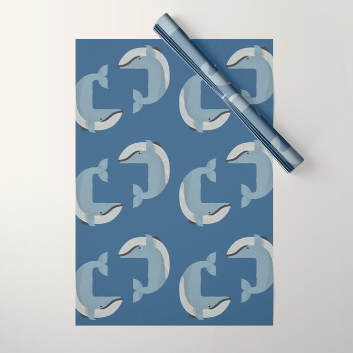 Whimsy Blue Whale Wrapping Paper Gallery Image 1