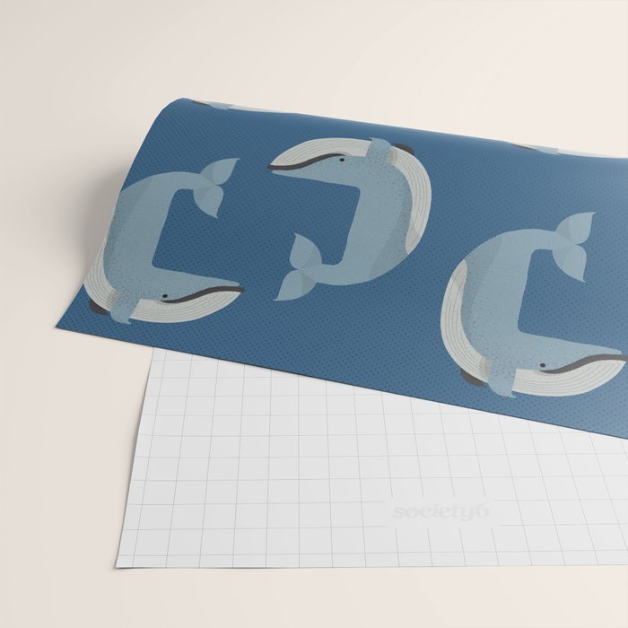 Whimsy Blue Whale Wrapping Paper Gallery Image 2
