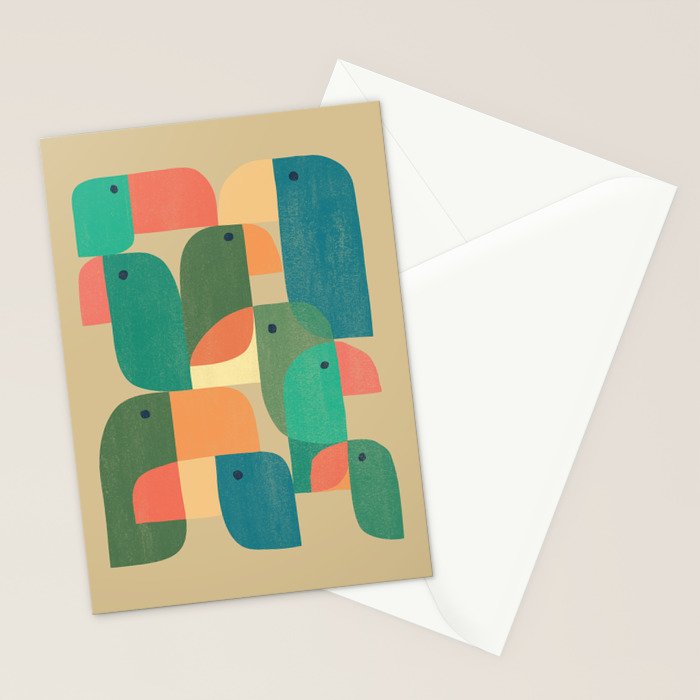 Mid-century tropical birds Stationery Card Gallery Image 2