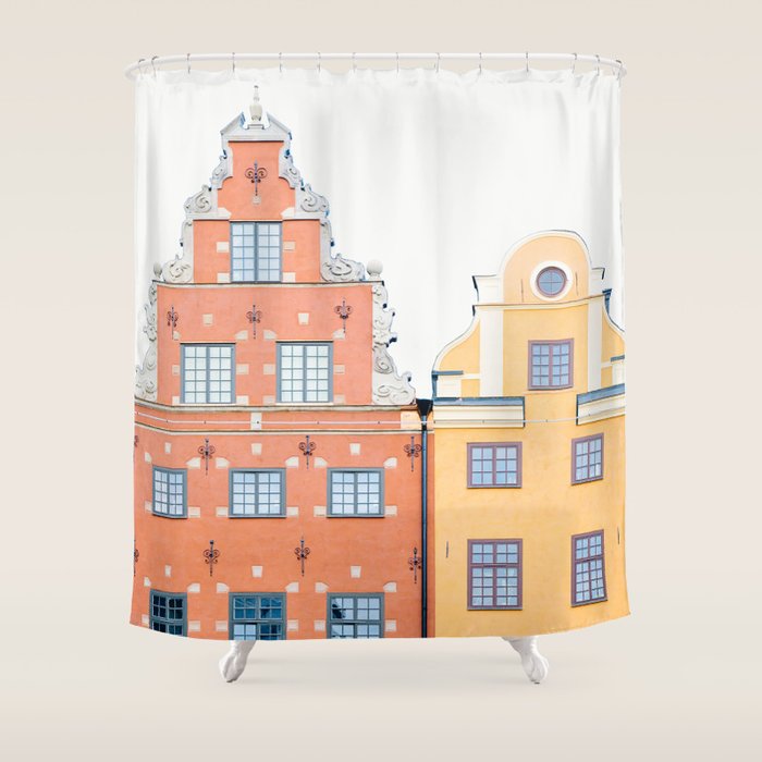 Scandinavian Color - Stockholm Sweden Travel Photography Shower Curtain Gallery Image 1