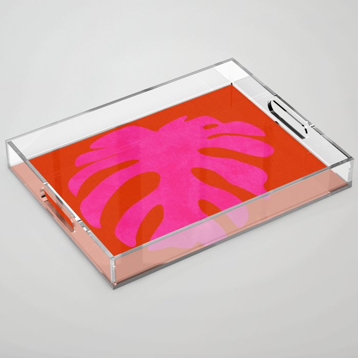 leaf shape solo pink orange summer vibes Acrylic Tray Gallery Image 1