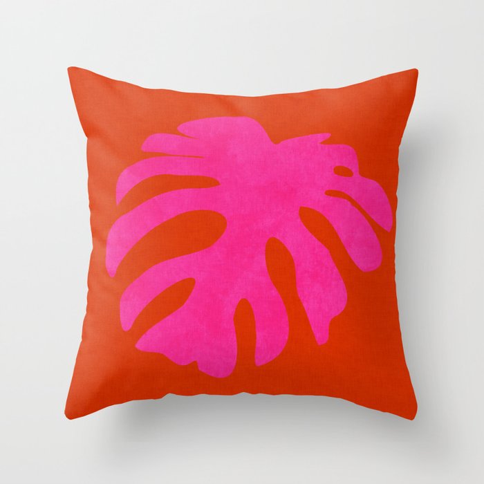 leaf shape solo pink orange summer vibes Throw Pillow Gallery Image 6