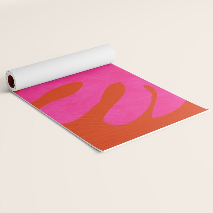 leaf shape solo pink orange summer vibes Yoga Mat Gallery Image 2