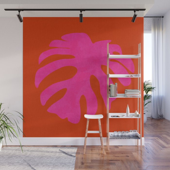 leaf shape solo pink orange summer vibes Wall Mural Gallery Image 1