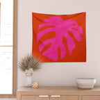 leaf shape solo pink orange summer vibes Wall Tapestry Gallery Image 2