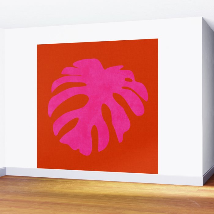 leaf shape solo pink orange summer vibes Wall Mural Gallery Image 2