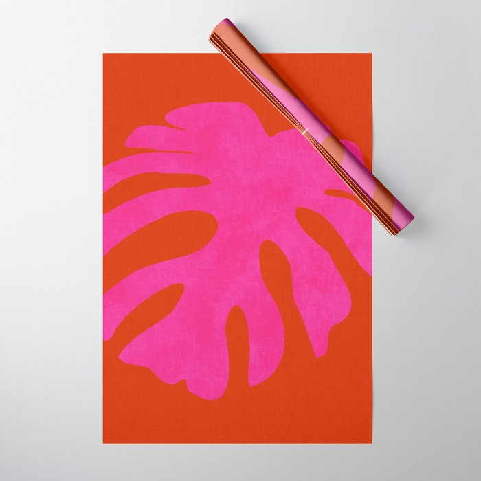 leaf shape solo pink orange summer vibes Wrapping Paper Gallery Image 1