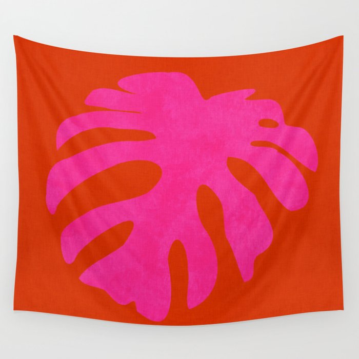leaf shape solo pink orange summer vibes Wall Tapestry Gallery Image 4