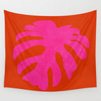 leaf shape solo pink orange summer vibes Wall Tapestry Gallery Image 4