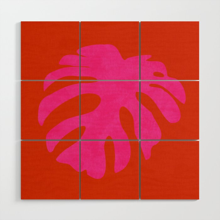 leaf shape solo pink orange summer vibes Wood Wall Art Gallery Image 1