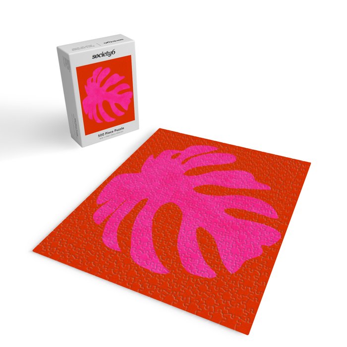 leaf shape solo pink orange summer vibes Jigsaw Puzzle Gallery Image 2