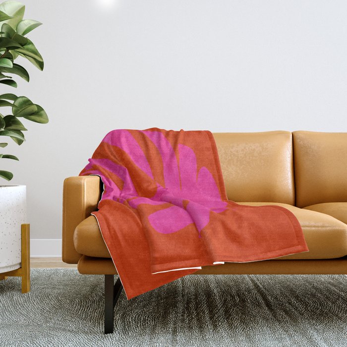 leaf shape solo pink orange summer vibes Throw Blanket Gallery Image 1