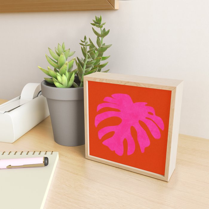leaf shape solo pink orange summer vibes Mini Art Print Gallery Image 2
