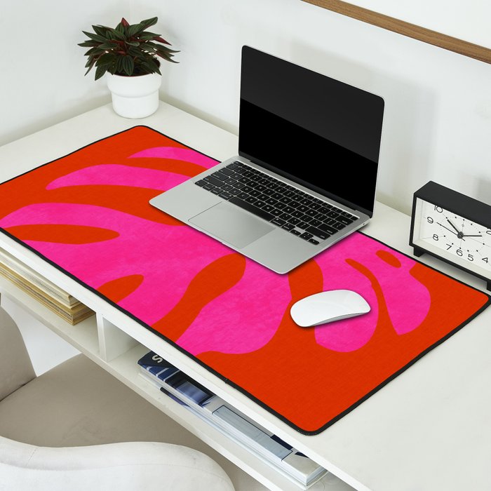 leaf shape solo pink orange summer vibes Desk Mat Gallery Image 2