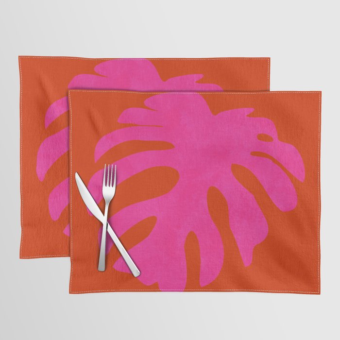 leaf shape solo pink orange summer vibes Placemat Gallery Image 1