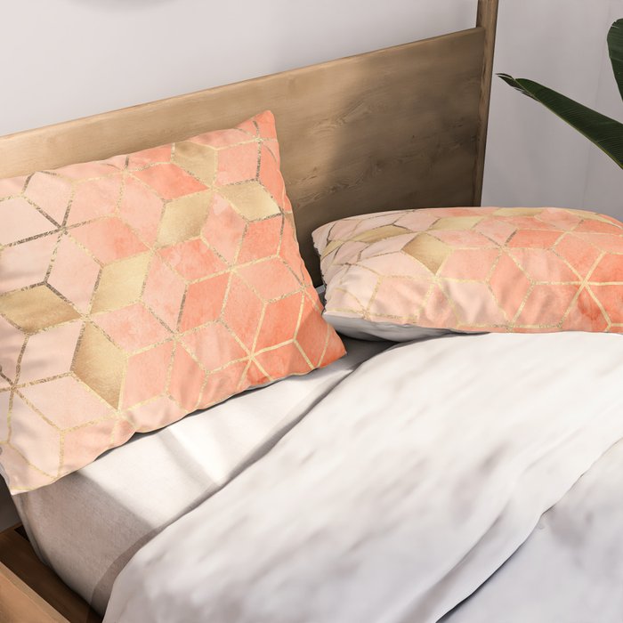 Soft Peach Gradient Cubes Pillow Sham Gallery Image 2