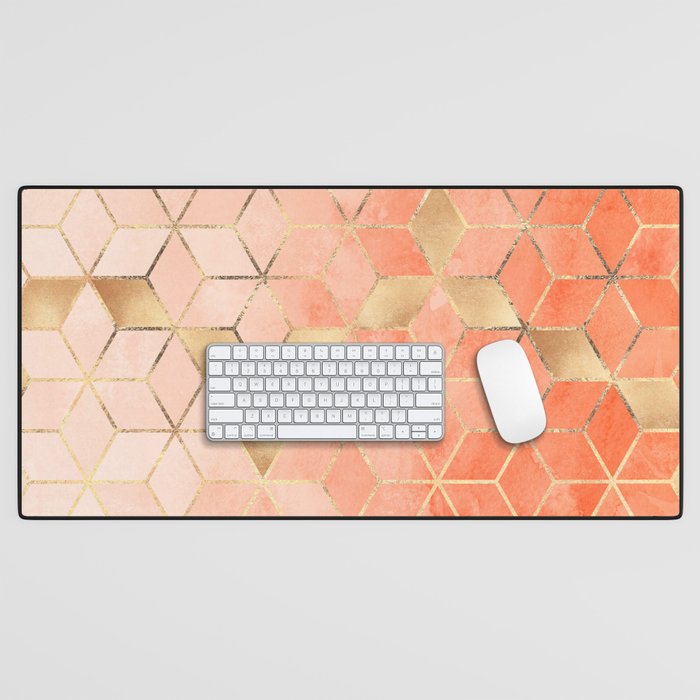 Soft Peach Gradient Cubes Desk Mat Gallery Image 1