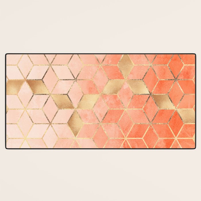 Soft Peach Gradient Cubes Desk Mat Gallery Image 3