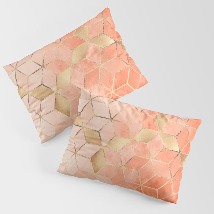 Soft Peach Gradient Cubes Pillow Sham Gallery Image 3