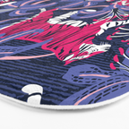 Tigers in a tiger lily garden // textured navy blue background fuchsia pink wild animals very peri flowers Bath Mat Gallery Image 3