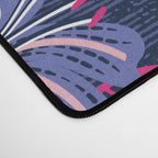 Tigers in a tiger lily garden // textured navy blue background fuchsia pink wild animals very peri flowers Desk Mat Gallery Image 4
