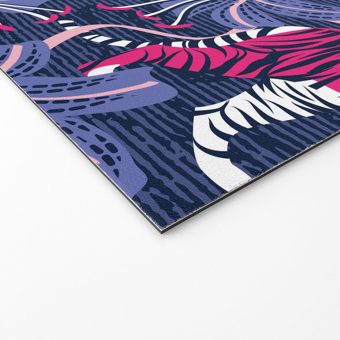 Tigers in a tiger lily garden // textured navy blue background fuchsia pink wild animals very peri flowers Welcome Mat Gallery Image 2