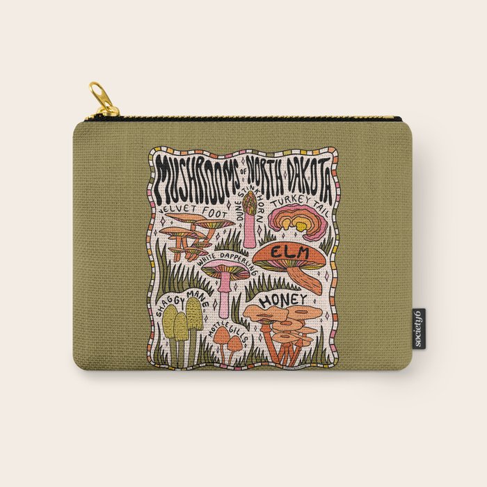 Mushrooms of North Dakota Carry All Pouch Gallery Image 1