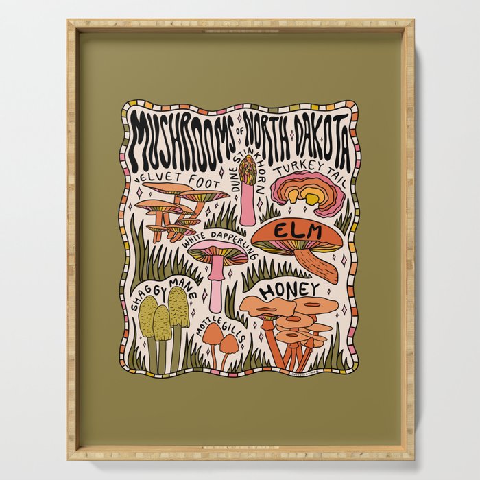 Mushrooms of North Dakota Serving Tray Gallery Image 1