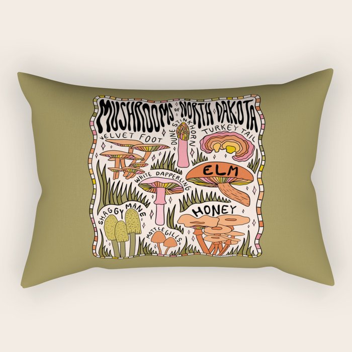 Mushrooms of North Dakota Rectangular Pillow Gallery Image 2
