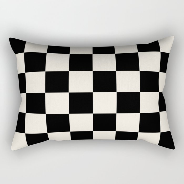 Checkered (Black Cream) Rectangular Pillow Gallery Image 1