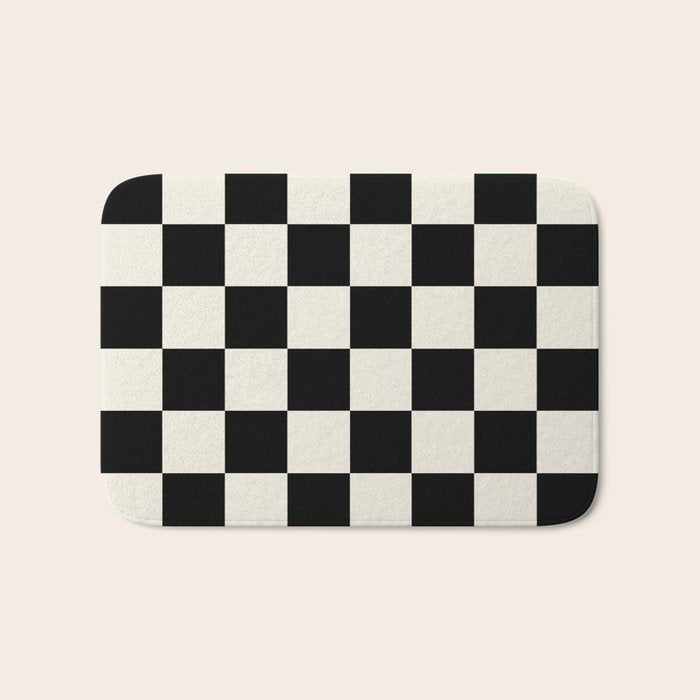 Checkered (Black Cream) Bath Mat Gallery Image 1