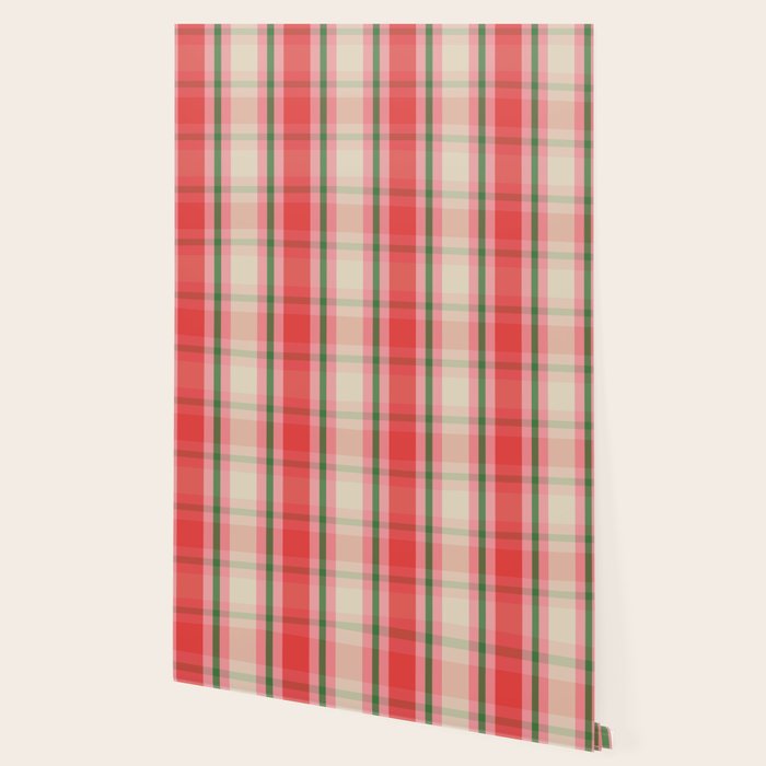 Christmas Cottage Plaid Pattern Red Pink Green Wallpaper Gallery Image 2
