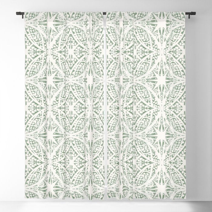 Green Nature Fantasy Tiles B Window Curtain Gallery Image 1