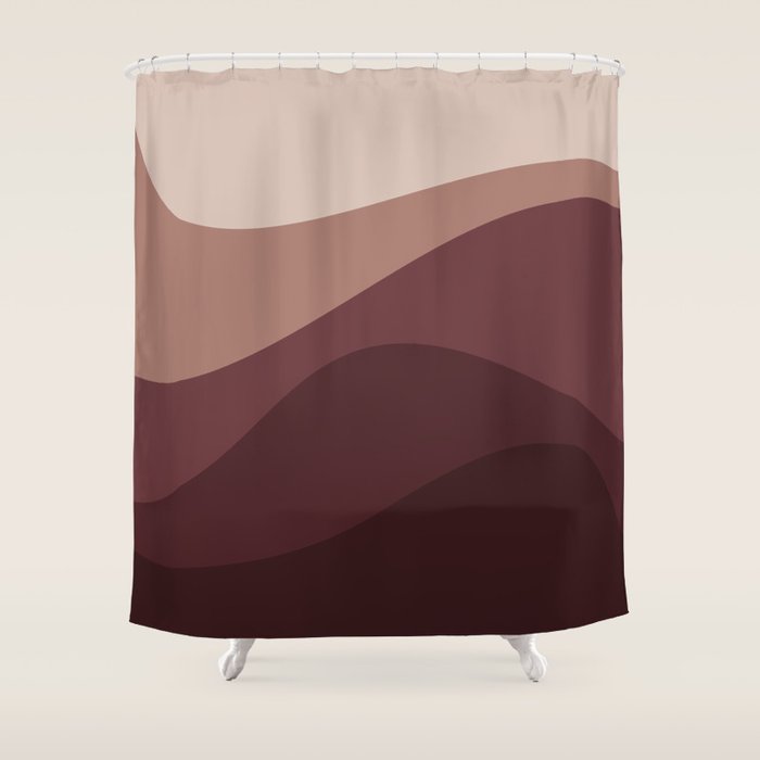 Abstract Color Waves VI Neutral Red Tones Shower Curtain Gallery Image 1