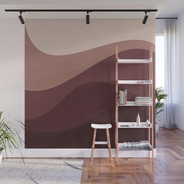 Abstract Color Waves VI Neutral Red Tones Wall Mural Gallery Image 1