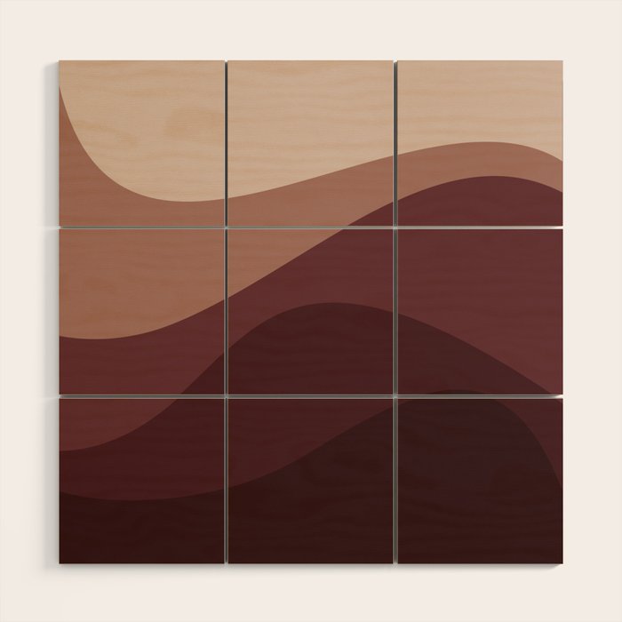 Abstract Color Waves VI Neutral Red Tones Wood Wall Art Gallery Image 1