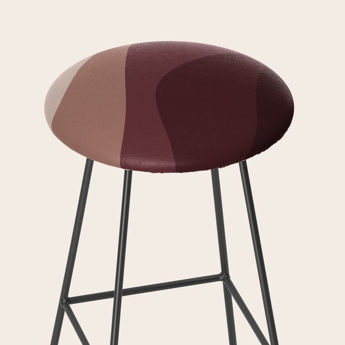 Abstract Color Waves VI Neutral Red Tones Stool Gallery Image 2