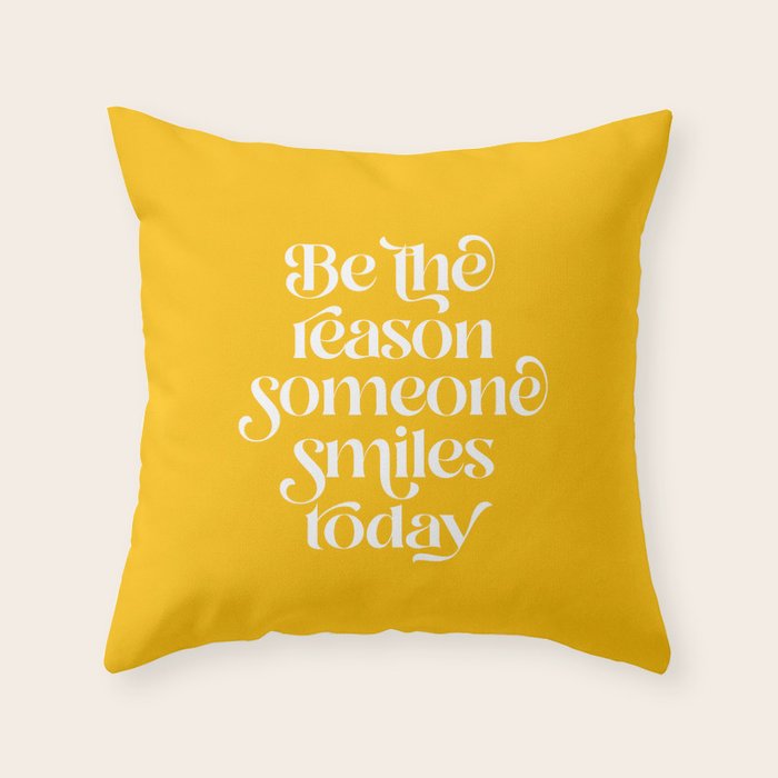 Motivational words smile today yellow Throw Pillow Gallery Image 6