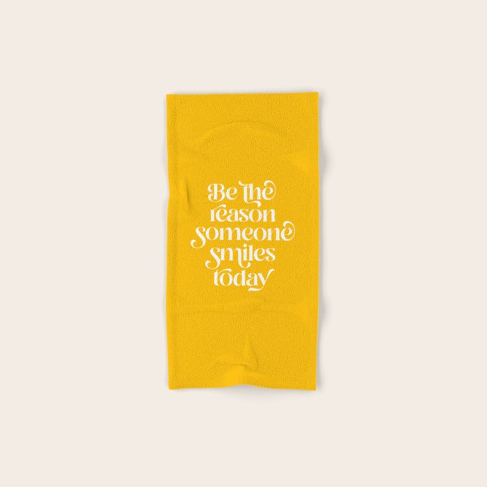 Motivational words smile today yellow Bath Towel Gallery Image 1