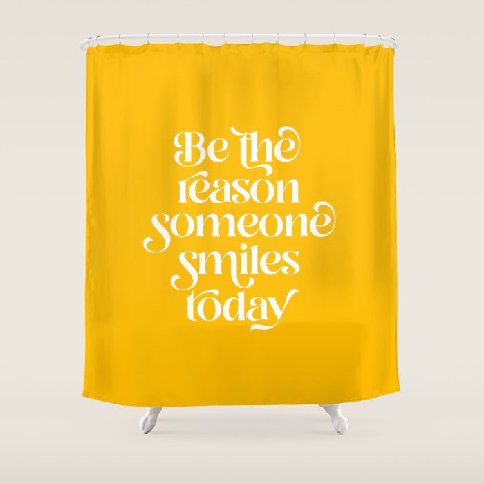 Motivational words smile today yellow Shower Curtain Gallery Image 1