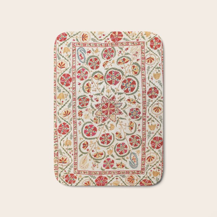 Nurata Suzani Bokhara Uzbekistan Embroidery Print Bath Mat Gallery Image 1