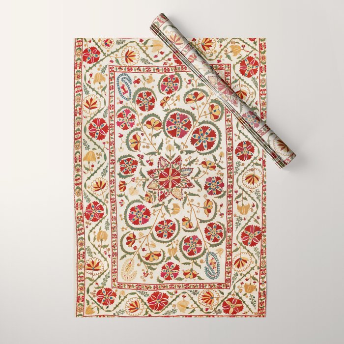 Nurata Suzani Bokhara Uzbekistan Embroidery Print Wrapping Paper Gallery Image 1